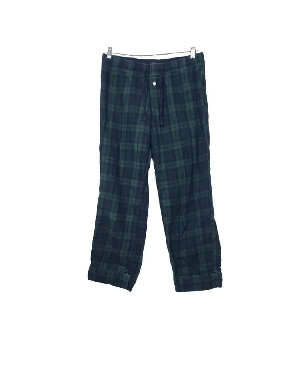 J. Crew Plaid Green Blue Men's Drawstring Pajamas Pants S